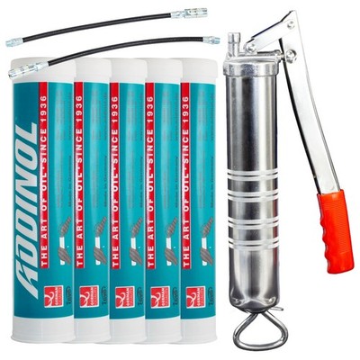 ADDINOL Hochtemperaturfett Hightemp EK 2 Lithium 5 X 400 g + Fettpresse BockTec