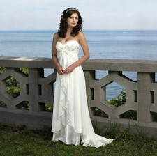 A-Line Sweetheart Chiffon Wedding Dresses Lace Appliques Beaded Bridal Gowns
