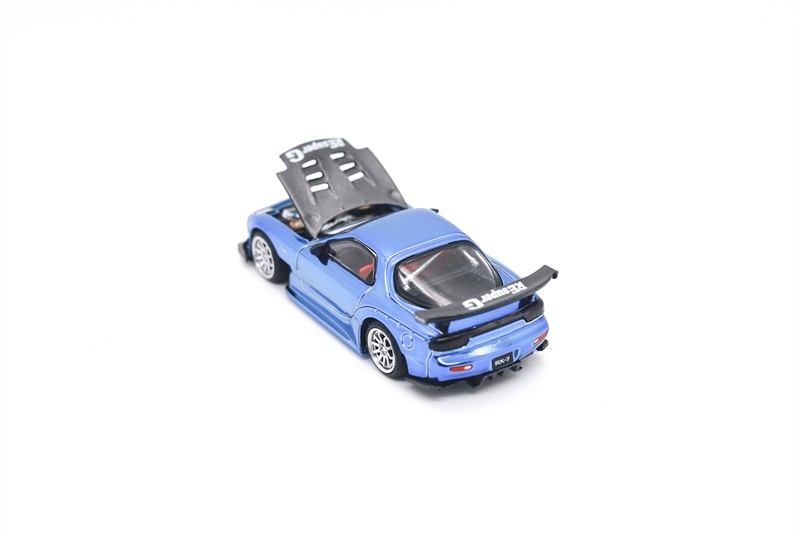 Xcartoys x POP RACE 1:64 RX-7 Re-Amemiya Widebody Chorome Blue Diecast Model Car