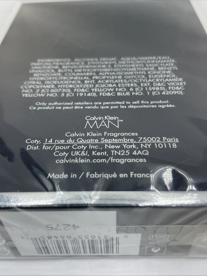 Calvin Klein Man de Calvin Klein 3,4 oz/100 ml EDT SP Colonia para Hombres NUEVO SELLADO Foto 2 de 4
