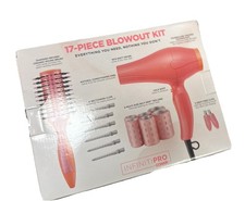 InfinitiPRO by Conair 17-Piece Blowout Kit   Pink  Dryer, Rollers  Brush  NEW