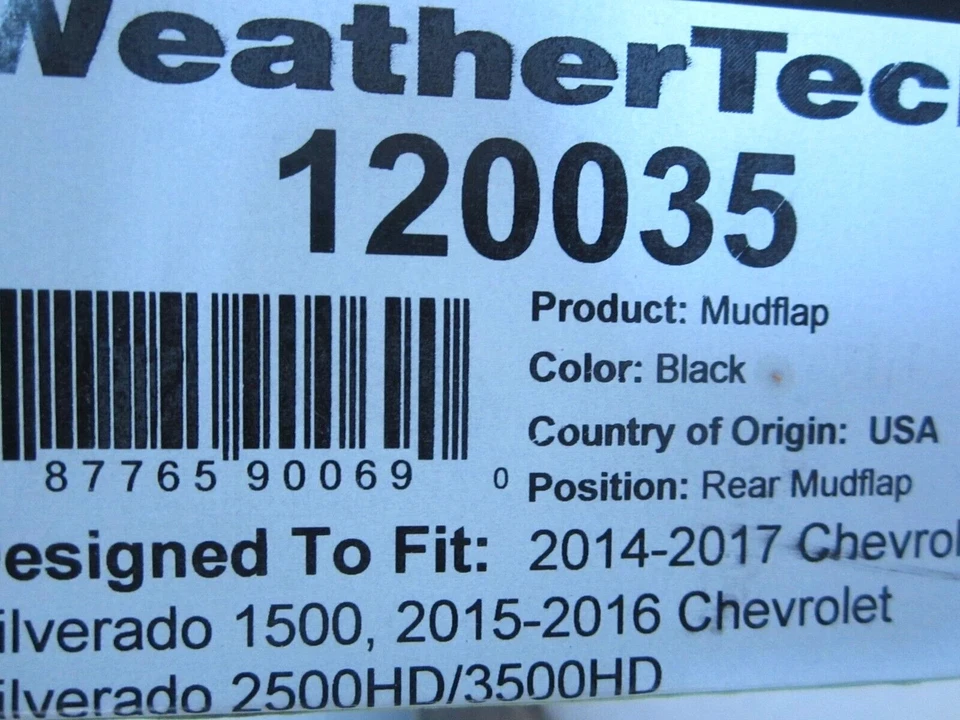 JUEGO DE PROTECTORES CONTRA SALPICADURAS CHEVROLET SILVERADO 1500 - 3500 NEW WEATHER TECH F & R #3A-2 Foto 4 de 4
