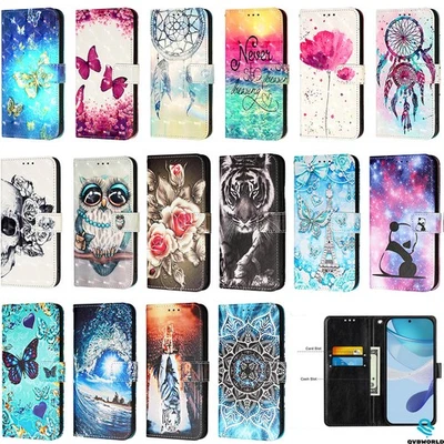 QVBWORLD Für ZTE Blade A56 A36 A76 A35E lackiertes Muster Brieftasche Ständer Handy Hülle