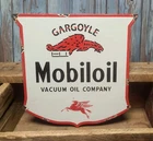 Vintage Gargoyle Mobiloil Porcelain Metal Shield Sign Mobil Oil Gas Pegasus