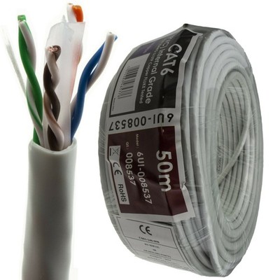 Indoor CAT6 UTP 23AWG KUPFER Ethernet PVC Netzwerk Kabeltrommel CPR:Eca 50m