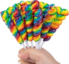(Free Duty Tax) Rainbow Twist Lollipops Individually Wrapped Bulk, Twisty Lo