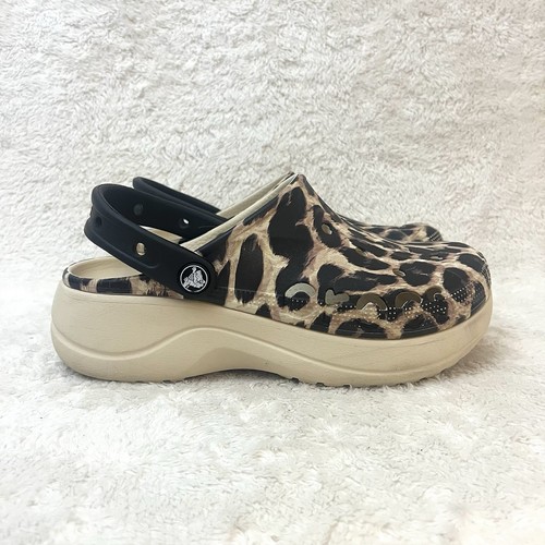 CROCS Classic Platform Clog Womens Size 7 Animal Print Remix Leopard Comfort