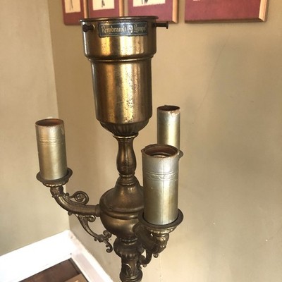 Rembrandt Antique Floor Lamp 3 Light 60” Tall Brass Marble Base 2