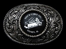 LC07105 VINTAGE 1970s SHICK CABLE TOOLS OLNEY, IL BELT BUCKLE
