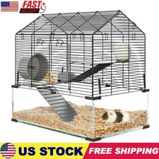 Large Hamster Cage with 7" Deep Glass Bottom for Syrian, Dwarf, Gerbils, Mouse