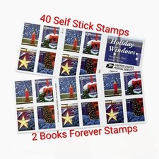 40 FOREVER STAMPS USPS 2 Booklets CHRISTMAS Holiday Windows