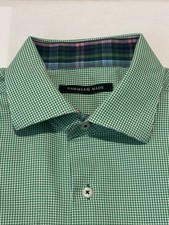 Hammer Made Shirt Mens Large 42 16.5 Green Micro Check Button Up Flip-Cluf Shirt
