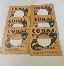 45 RPM 7" RECORD SLEEVES CO. SLEEVE 6 PACK SEE PHOTOS Coral Records SLV306 