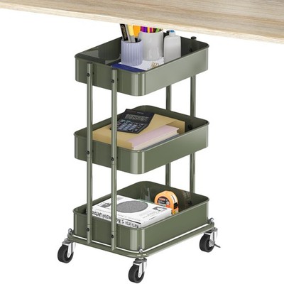 Simple Houseware 3-Tier Compact Utility Rolling Cart, Low 24  Height Fits Under