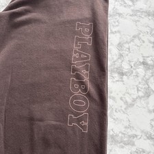 Pacsun Playboy Letters Bunny Women s Large Brown Sweatpants Joggers EUC