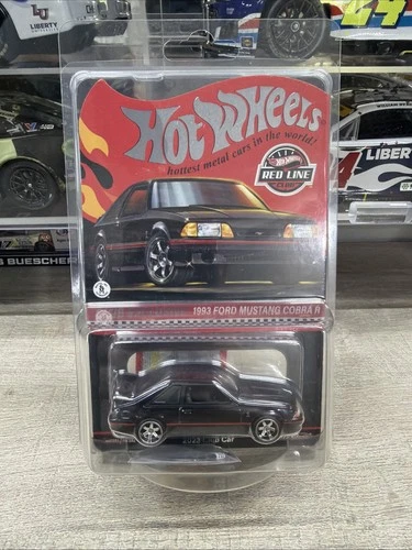 🔥Hot Wheels Red Line Club 1:64 1993 Ford Mustang Cobra R Black Red Diecast Car