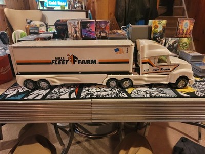 Vintage Nylint Mills Fleet Farm Pressed Metal Semi-Truck Trailer Toy - 23'' x 6''