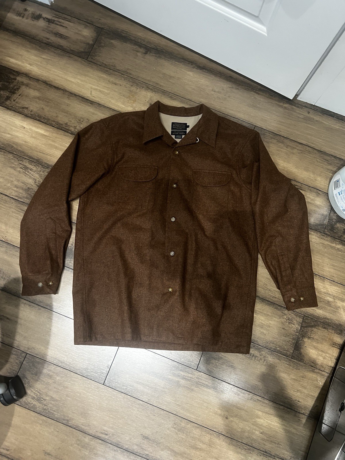 Pendleton Board Shirt Loop Collar Solid Brown Men… - image 1