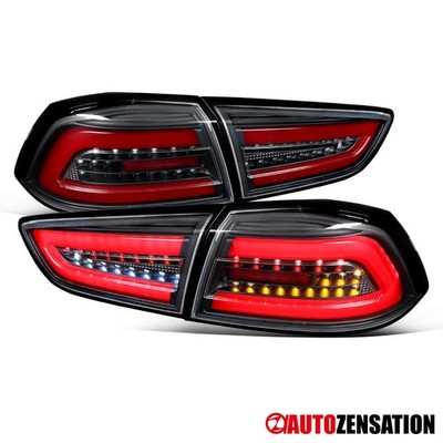 Fit 2008-2017 Mitsubishi Lancer Evolution Full LED Tail Lights Brake Lamps Black