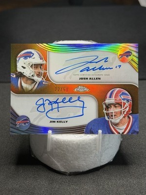2025 Topps Chrome Dual Autographs Gold Refractor Josh Allen, Jim Kelly /50