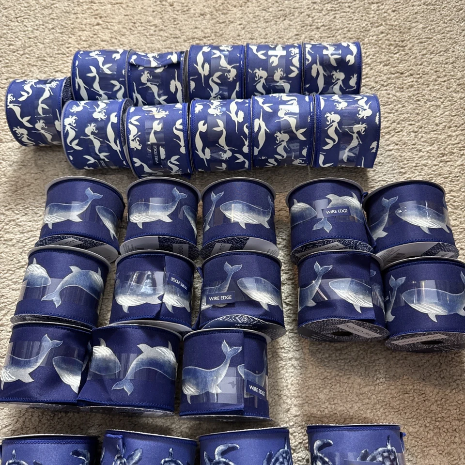 Turtle, Whale, Mermaid Ribbon 2 1/2” x 12’ Huge A Lot Of 30 Ocean Themed Ribbon - Image 4 of 4