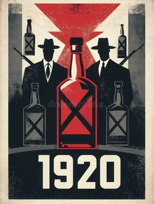 1920 Prohibition Mobsters Whiskey Bottle Art Deco Poster 24x36