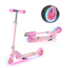 Welmotive Kids Kick Scooter Light Up Wheels Folding Adjustable Height 3-8 110Lbs