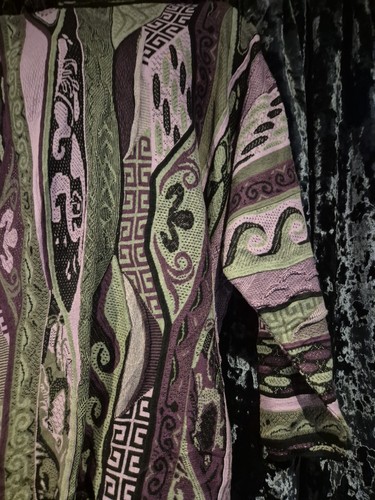 Bergatti XL Coogi Style Sweatshirt Purple Vintage Heavy Knit Hip Hop Style Y2k - Picture 8 of 24