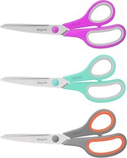 8" All-Purpose Scissors 3-Pack Ultra Sharp Comfort-Grip Blades for Home  School