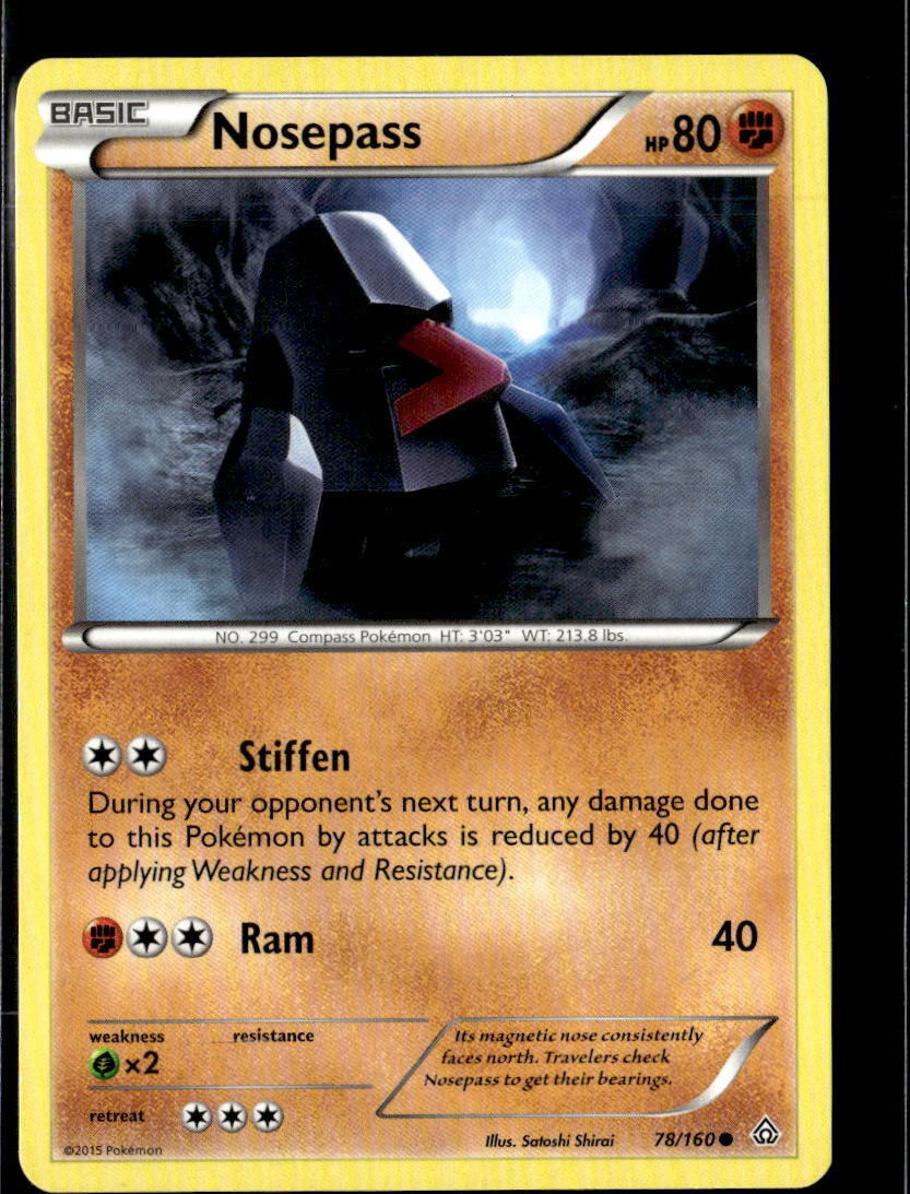 Pokemon Nosepass 78/160 Primal Clash Non Holo Common  2 Card Lot