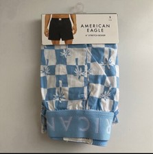 American Eagle Men's Blue 4  Stretch Boxer Sz Small 29-31 Blue White Palm Tree