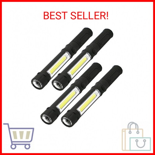 COB LED Work Flashlight with Magnetic Base and Clip Multi-Function Pocket Pen Li