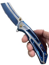 8.5 Tactical Spring Assisted Pocket Knife Cleaver Razor Hunting Sharp Edc BL