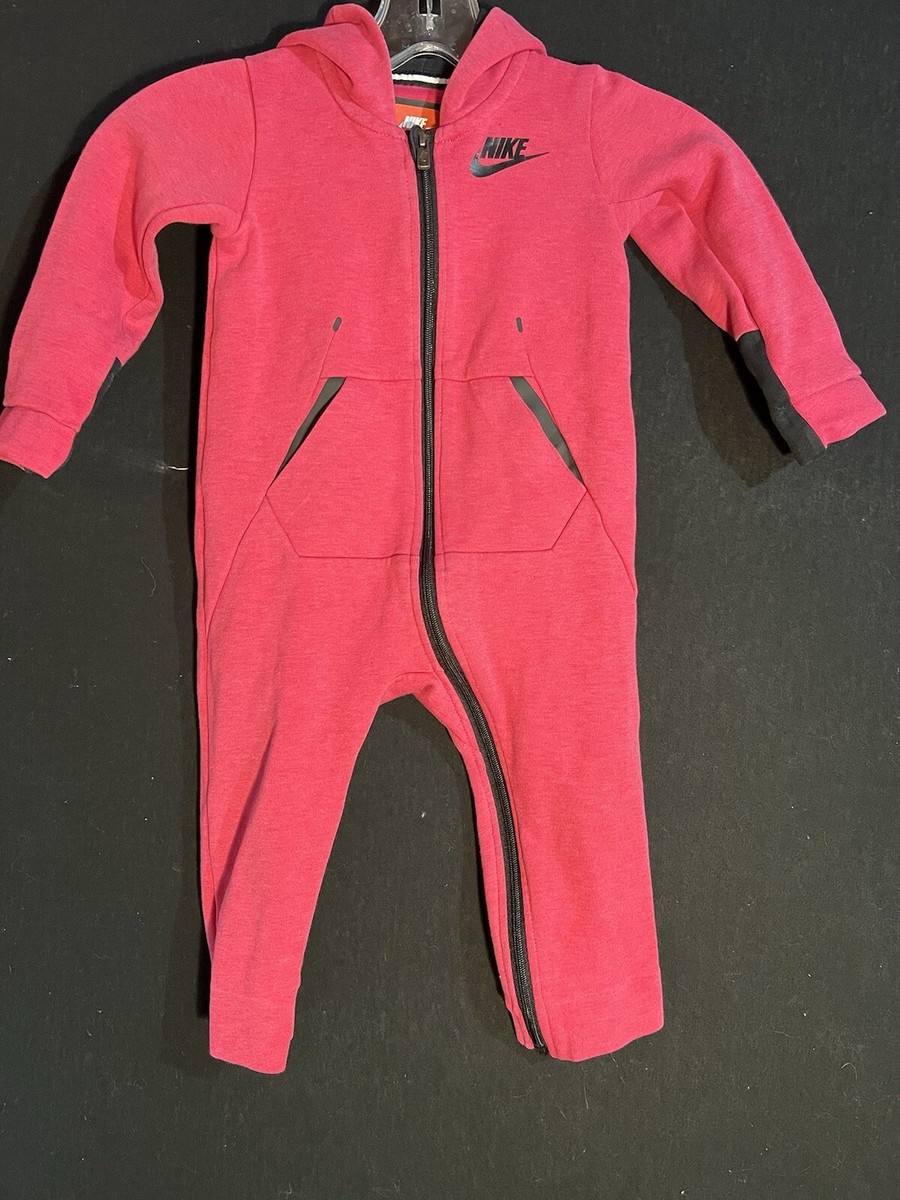 Nike Baby Unisex Tech Fleece Hooded Jumpsuit 24M 2T pink Full