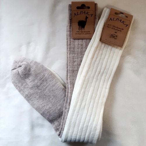 Knee-high alpaca walking socks - Ecru