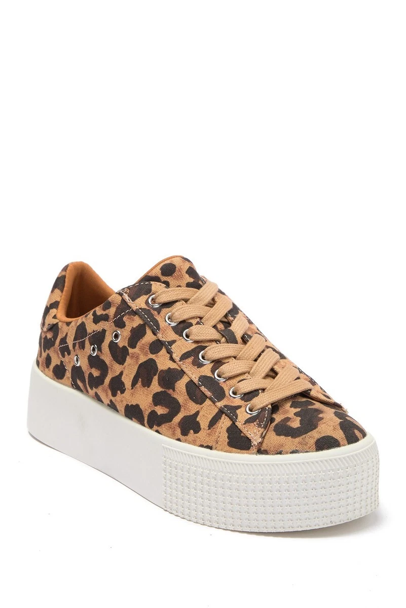 NEW Women Steve Madden Holmes Platform Sneaker Leopard Print Lace Up SZ 7.5