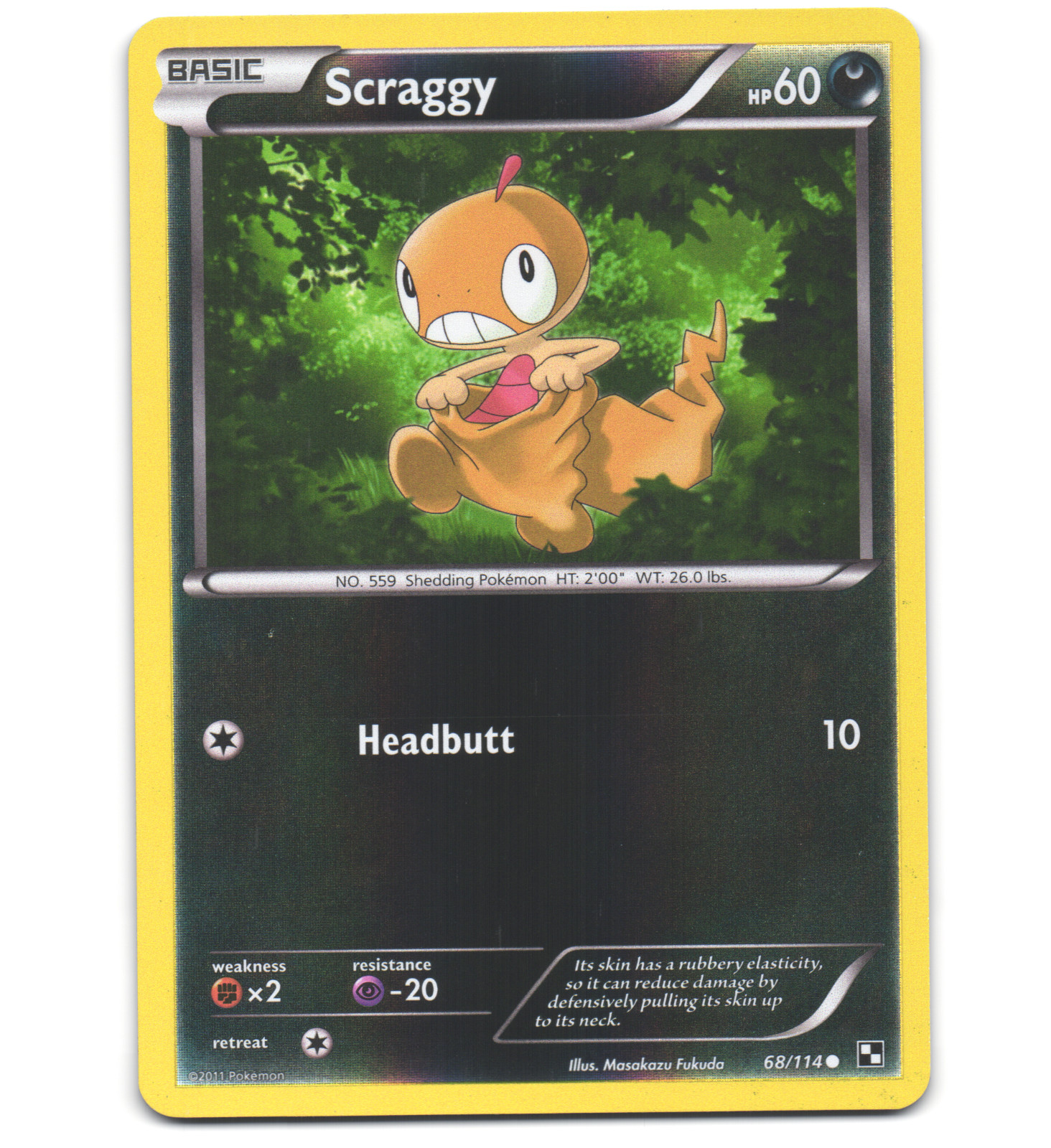Pokemon 2011 Light Play Scraggy Black & White REVERSE 68/114 Card