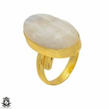 Size 9.5 - Size 11 Adjustable Moonstone 24K Gold Plated Ring GPR53