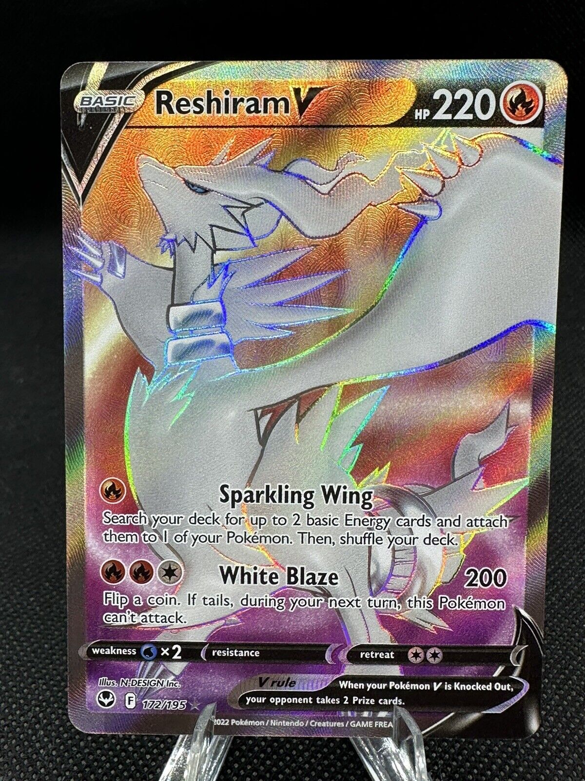 Reshiram V 24/195- Silver Tempest - Pokemon Ultra Rare Card - Holo Foil