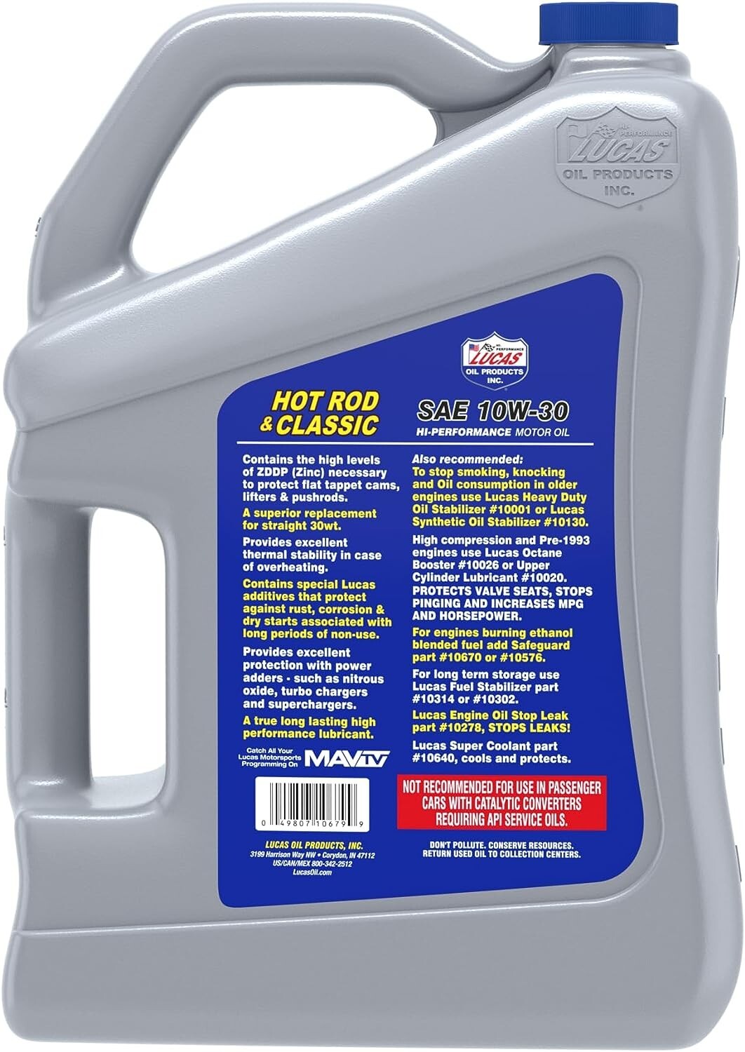 Oil 10679 Hot Rod & Classic Car SAE 10W-30 Motor Oil - 5 Quart