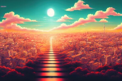 Wandbild: Anime-Stil, die Skyline von Tel Aviv, Anime (192074330)