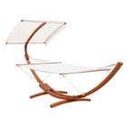 New Listing13 ft. Hammock with Wood Arc Stand and Canopy Shelter for Patio or Garden