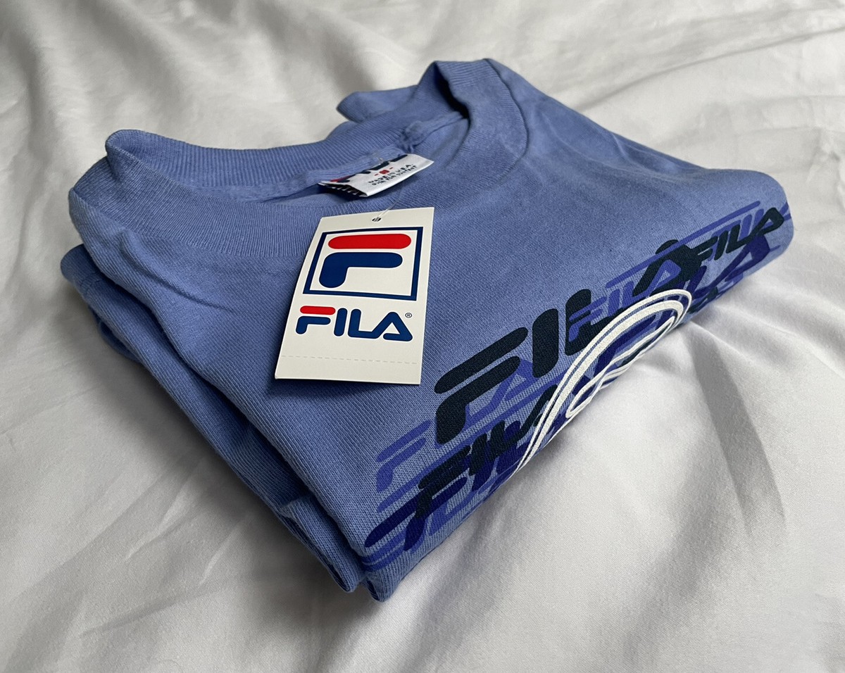 Vintage FILA Men's Blue Graphic T-Shirt Size Small New Old Stock