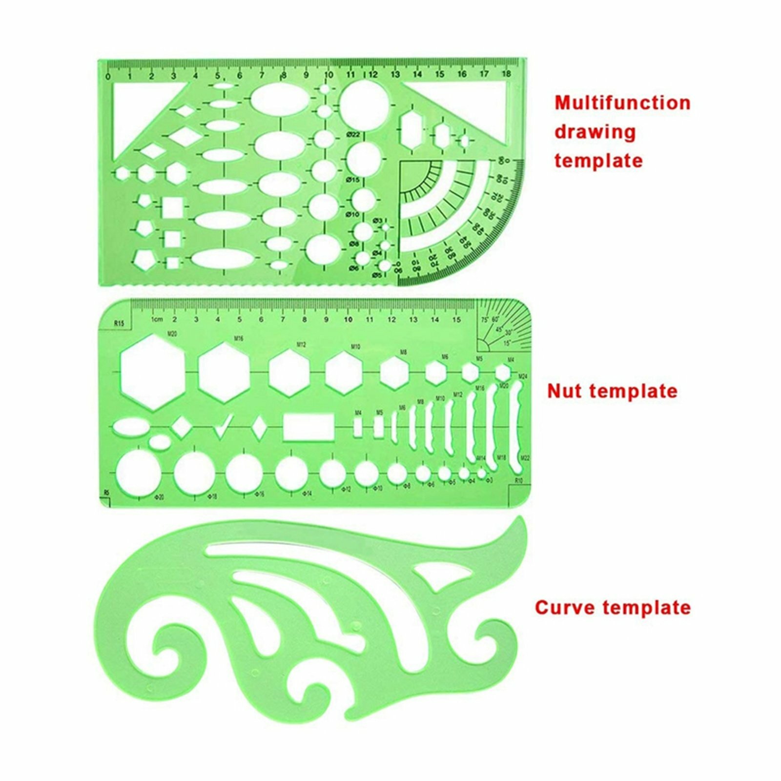 11Pcs Geometric Template Ruler Plastic Circles Squares Stencil ...