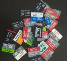 Lot of (10) 32 Gb Class 10 micro SD memory cards - mixed brands sandisk 