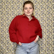 Vintage 80'S/90's Red Gitano Rib Knit Women's Medium Sweater