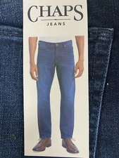 NWT Chaps Men's Jeans Slim Straight Size 32X30 Dark Blue 5 Pocket Style Abyss