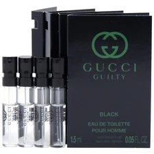 GUCCI GUILTY BLACK POUR HOMME EDT 1.5ml .05fl oz x 4 COLOGNE SPRAY SAMPLES