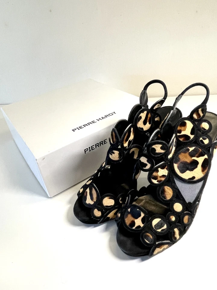 Sandalias Pierre Hardy Leopardo Y Gamuza Negra Tacón Alto con Caja 37.5 Foto 2 de 4