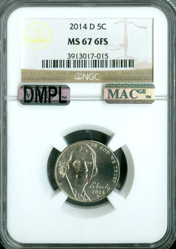 2014 D JEFFERSON NICKEL NGC MS67 FS MAC DMPL PQ 2ND FINEST GRADE .